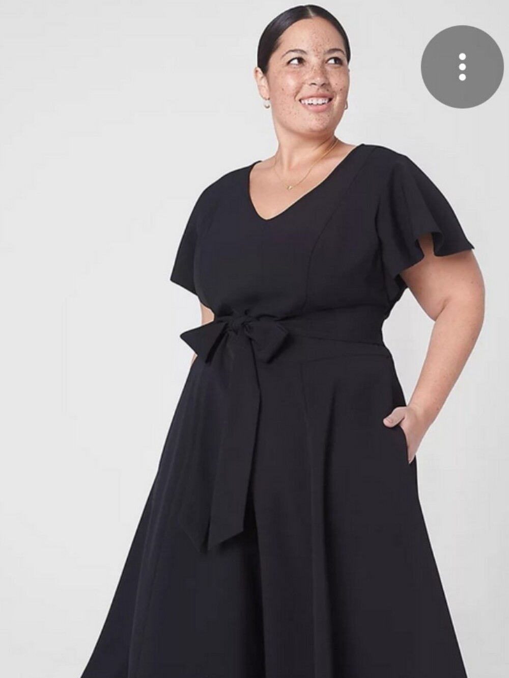 Lane Bryant Black High-Low V-Neck Dress with Flutter Sleeves - Picture 1 of 4